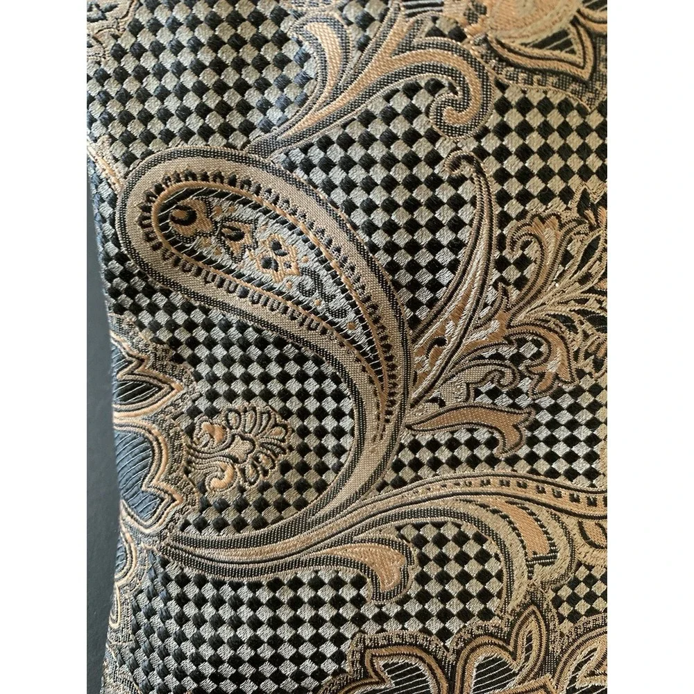 XMI Platinum Italian Silk Tie Men Brown Paisley Floral Jacquard Necktie 58